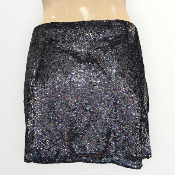A/X Armani Exchange Purple Green Pink Iridescent Sequined Mini Skirt 12 - Picture 1 of 6
